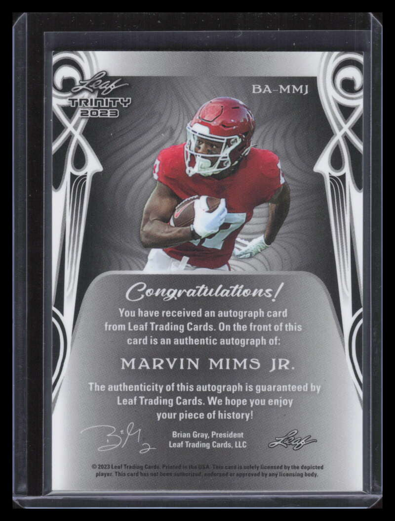 2023 Leaf Trinity Gold Spectrum bammj Marvin Mims Jr. Rookie Auto 5/7