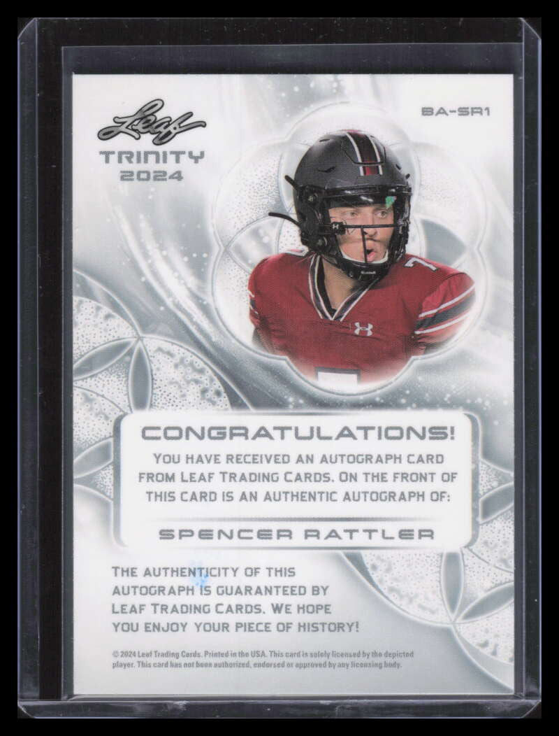 2024 Leaf Trinity Silver basr1 Spencer Rattler Rookie Auto 1/3