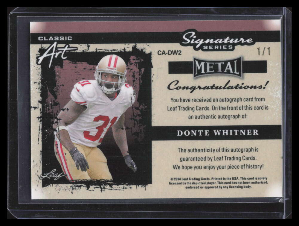 SOLD 166438 2024 Leaf Metal Signature Series Classic Art Lava Foil Donte Whitner Auto 1/1