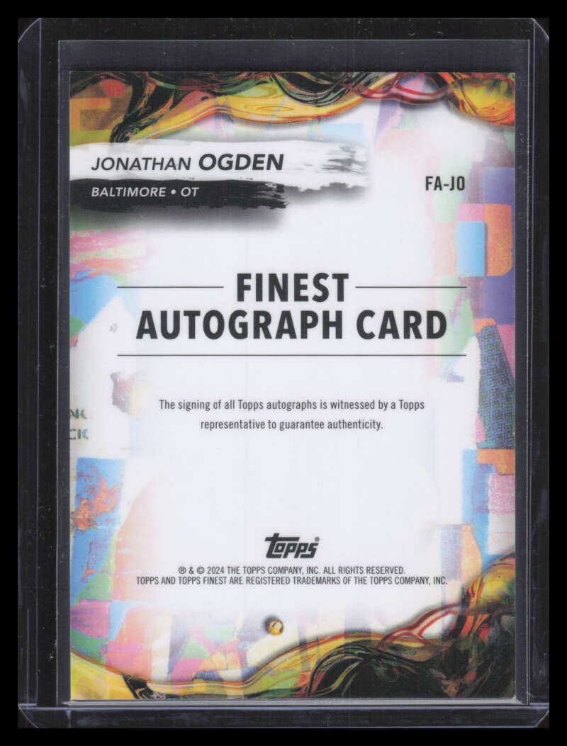 2024 Finest Autographs Black Refractor FAJO Jonathan Ogden Auto 24/25