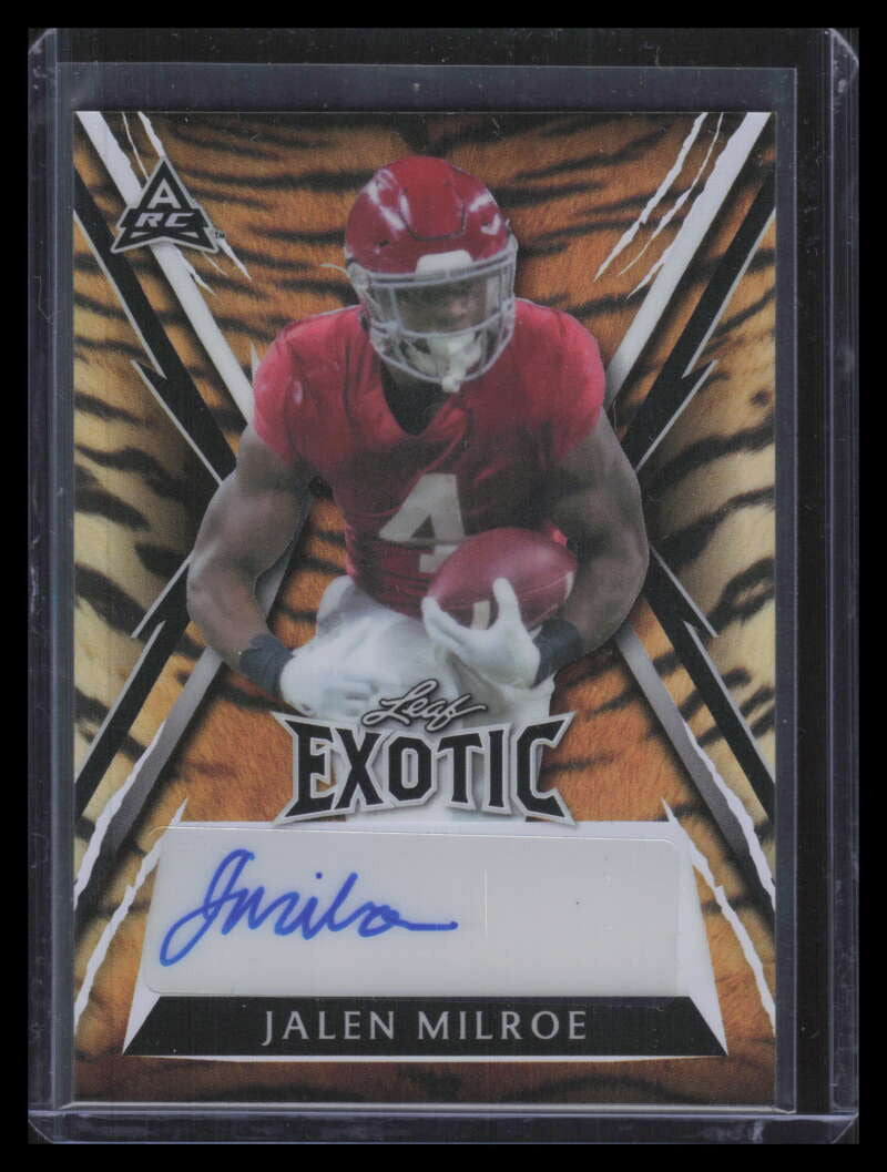 2023 Leaf Exotic Prismatic Tiger bajm1 Jalen Milroe Rookie Auto 14/15