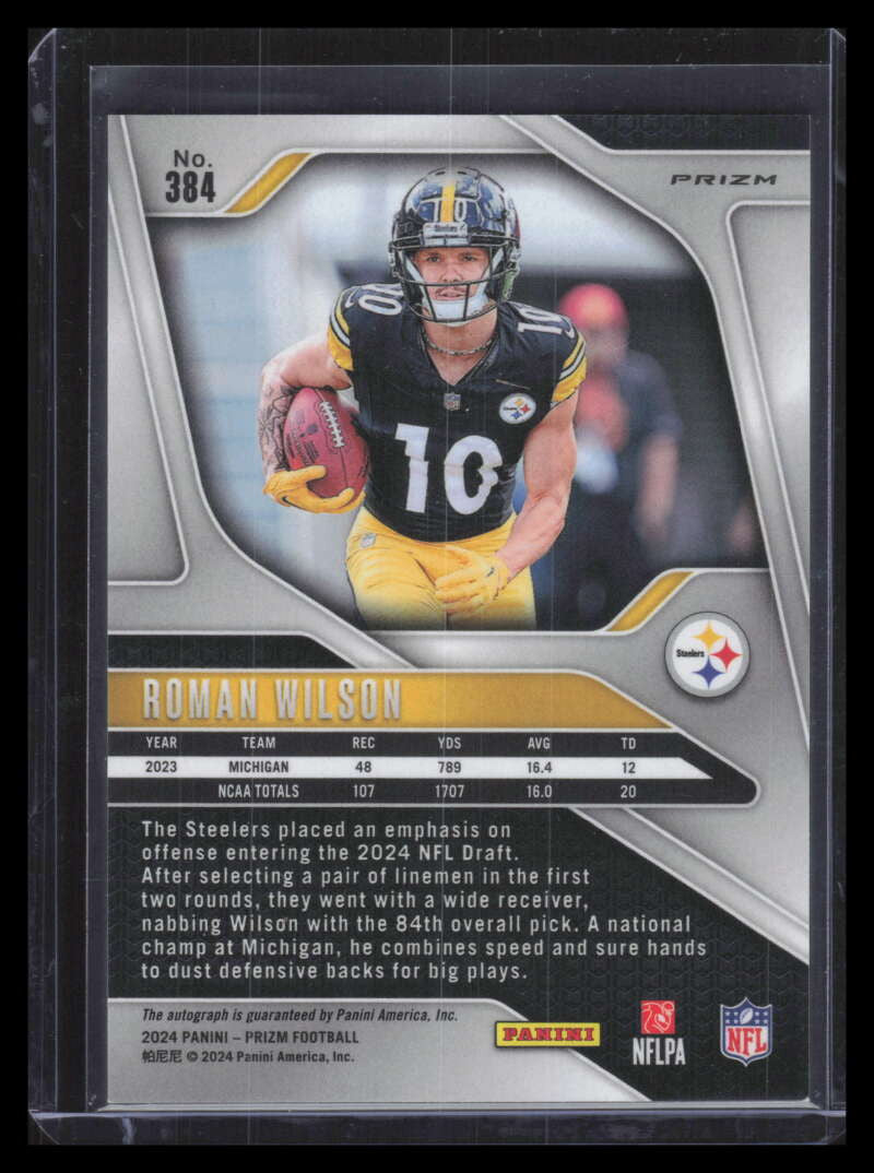 2024 Panini Prizm Autographs Prizms Silver Refractor 384 Roman Wilson RC Auto