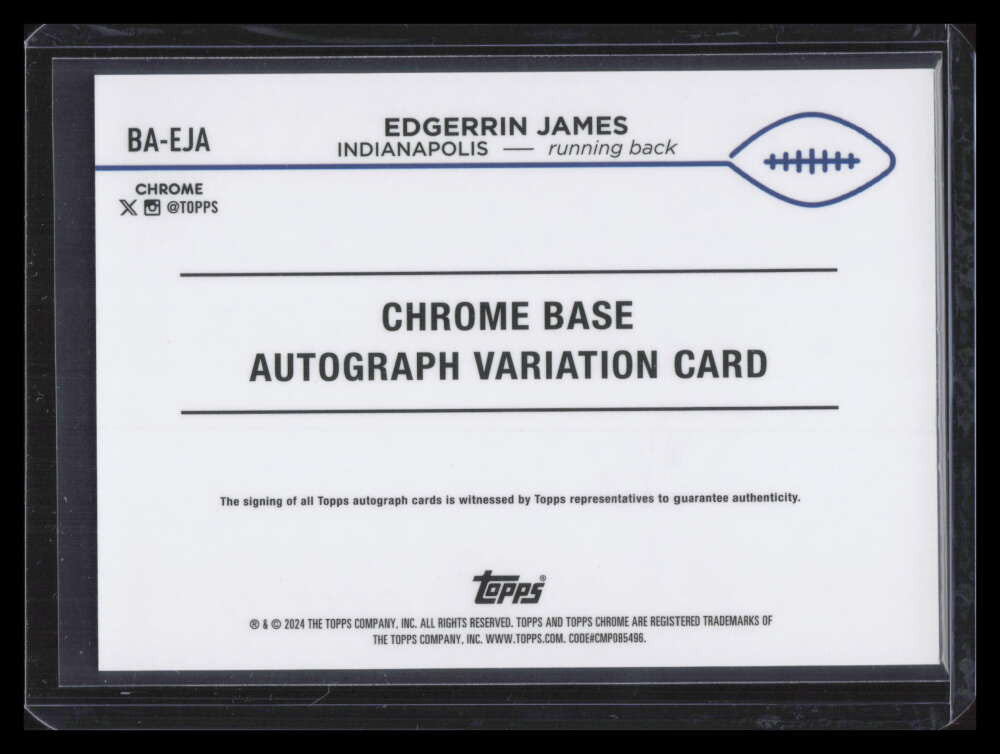 2024 Topps Chrome Autographs Orange Refractor BAEJA Edgerrin James Auto 7/25