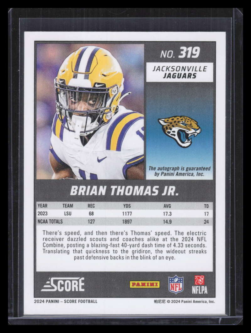 2024 Score Signatures 319 Brian Thomas Jr. Rookie Auto