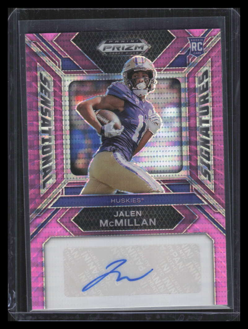 2024 Panini Prizm Draft Sensational Signatures Pink Jalen McMillan RC Auto 4/15