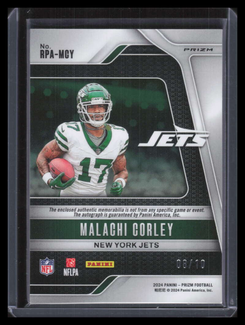 2024 Panini Prizm Autographs Gold Refractor 11 Malachi Corley RC Patch Auto 8/10