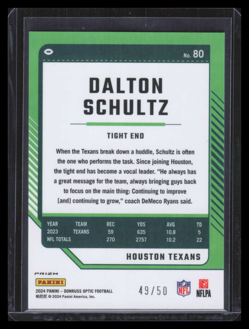 2024 Donruss Optic Lime Green Refractor 80 Dalton Schultz 49/50