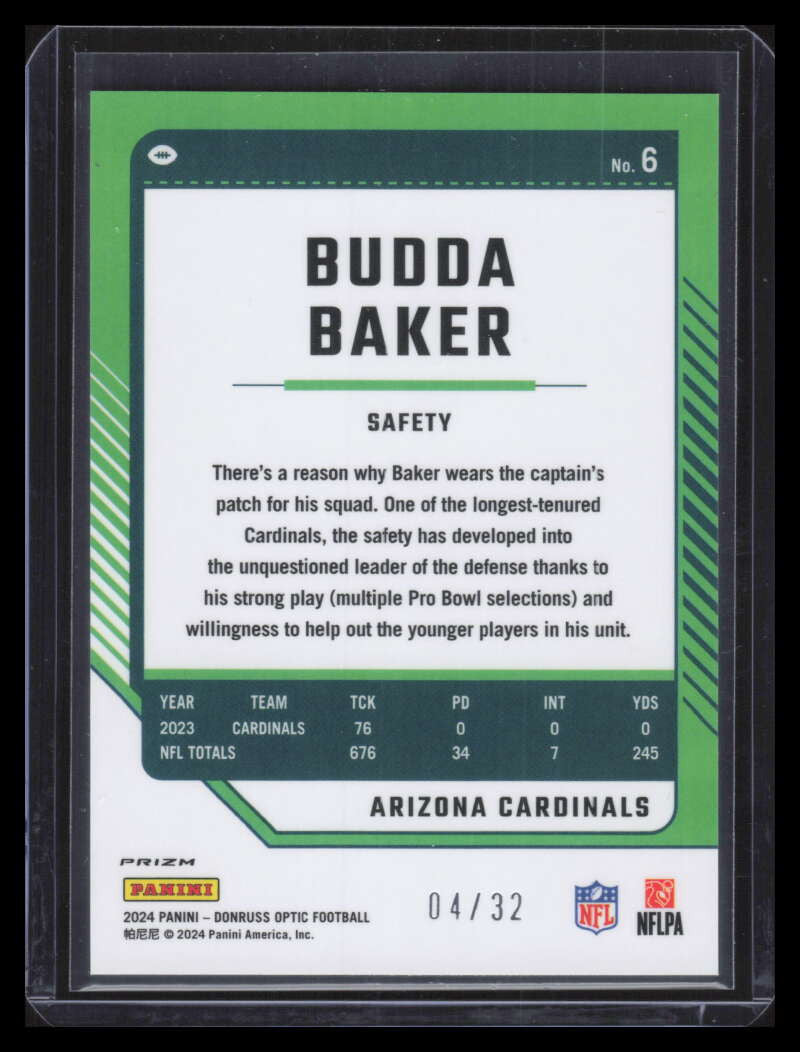 2024 Donruss Optic Team Logo Refractor 6 Budda Baker 4/32