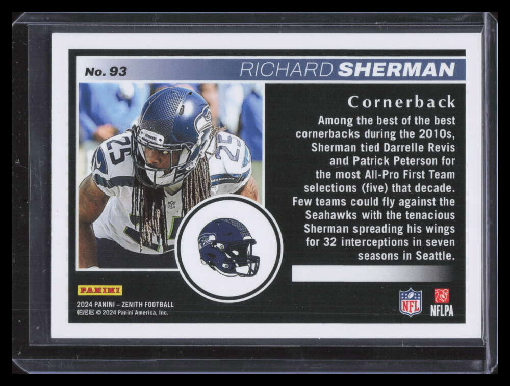 2024 Zenith Red Zone Red 93 Richard Sherman 24/50