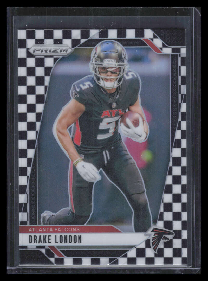 2024 Panini Prizm Prizms Black and White Checker Refractor 12 Drake London