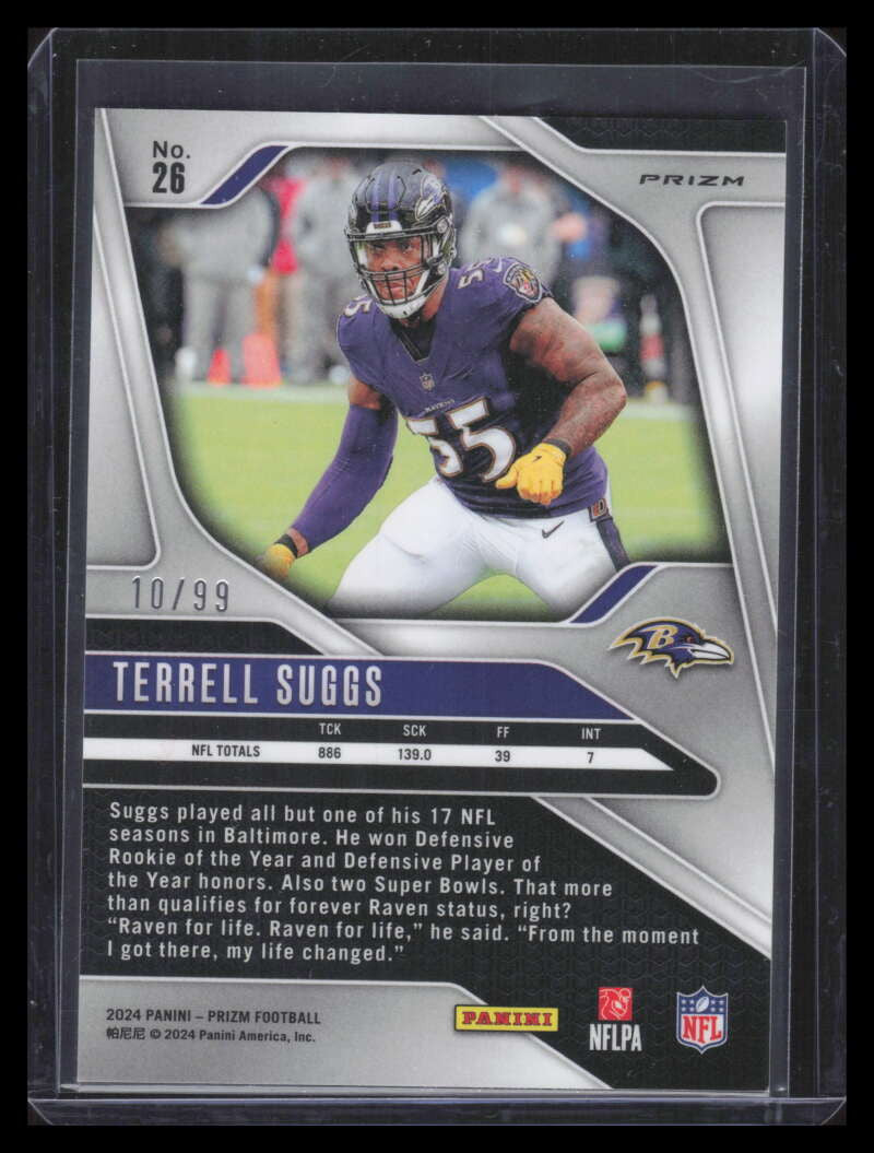 2024 Panini Prizm Prizms Purple Wave Refractor 26 Terrell Suggs 10/99