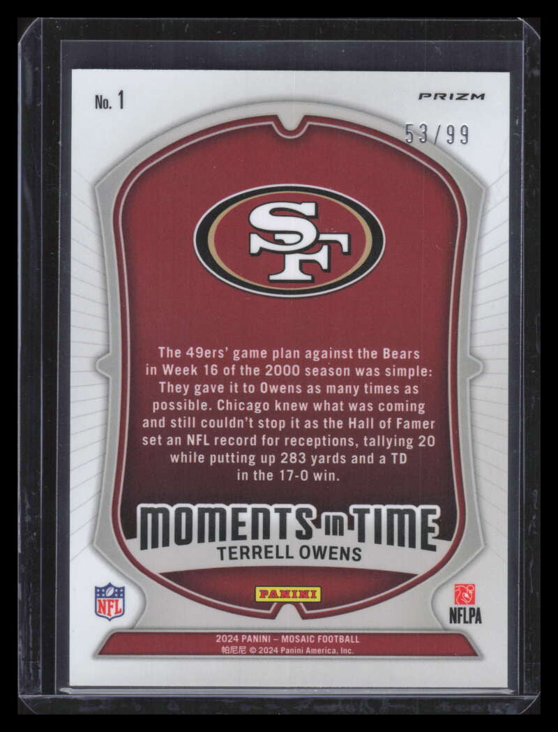 2024 Panini Mosaic Moments in Time Mosaic Blue Refractor 1 Terrell Owens 53/99