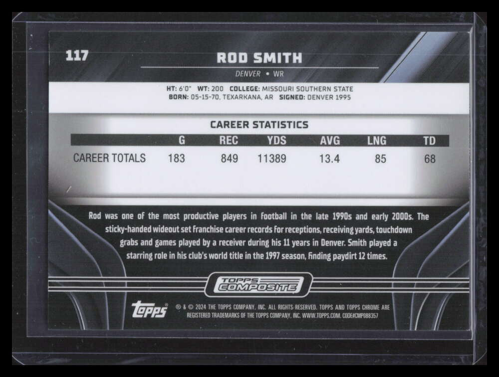 2023 Topps Composite Chrome Black Gold Refractor 117 Rod Smith 27/50