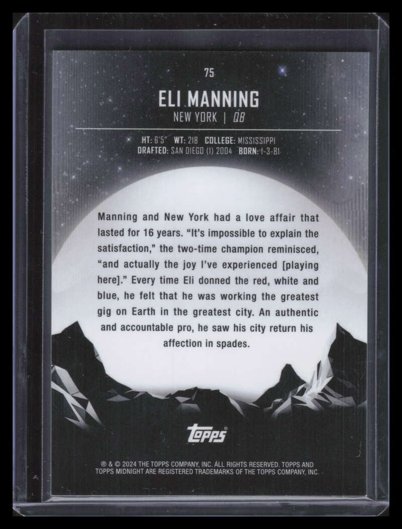 2024 Topps Midnight Twilight 75 Eli Manning 12/99