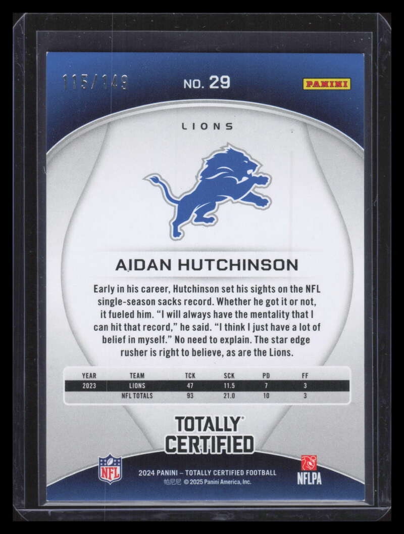2024 Totally Certified Mirror Platinum Blue 29 Aidan Hutchinson 115/149