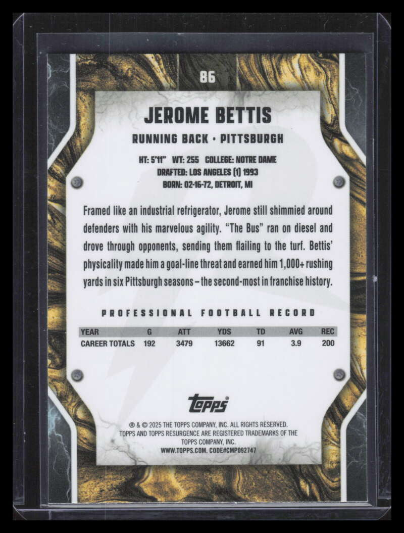 2024 Topps Resurgence Blue Surge Refractor 86 Jerome Bettis 33/99