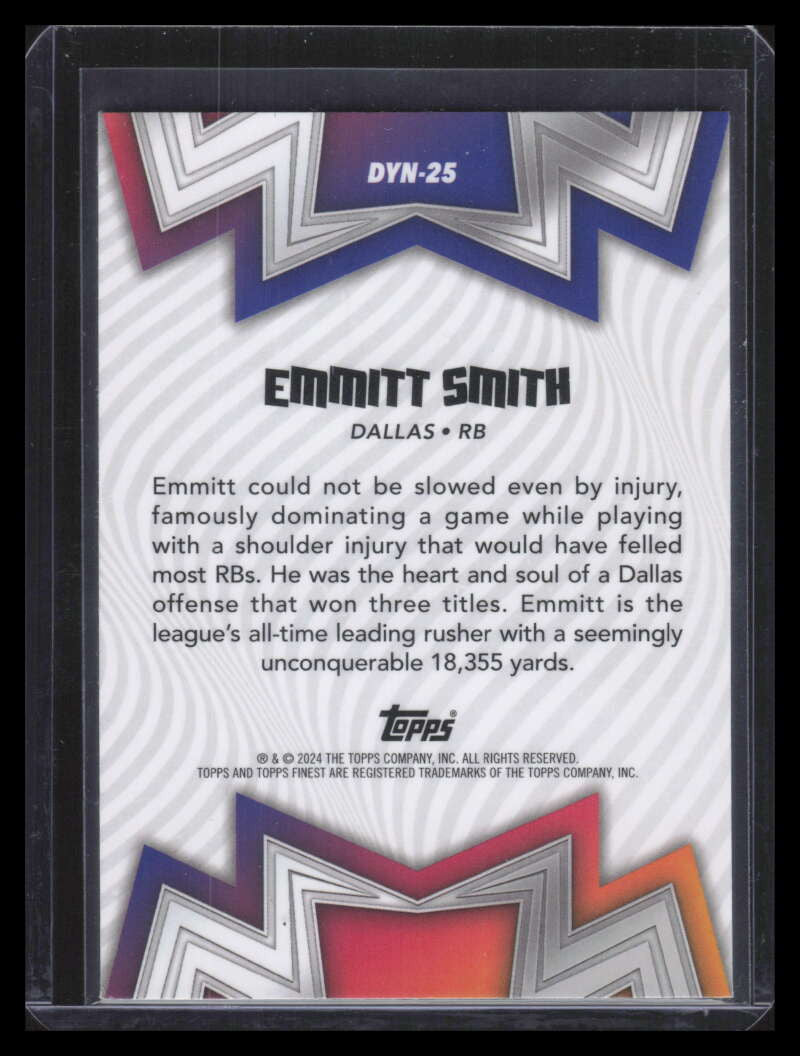 SOLD 166619 2024 Finest Dynamos Blue Refractor dyn25 Emmitt Smith 8/99