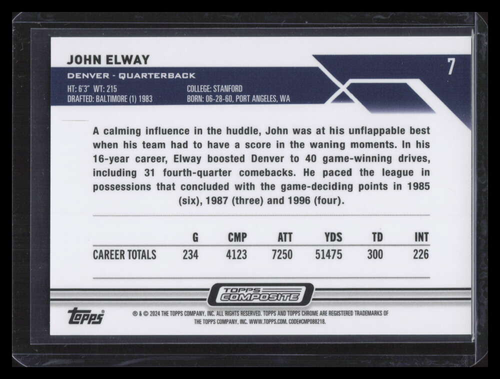 2023 Topps Composite Chrome Green Sonar Refractor 7 John Elway 35/99