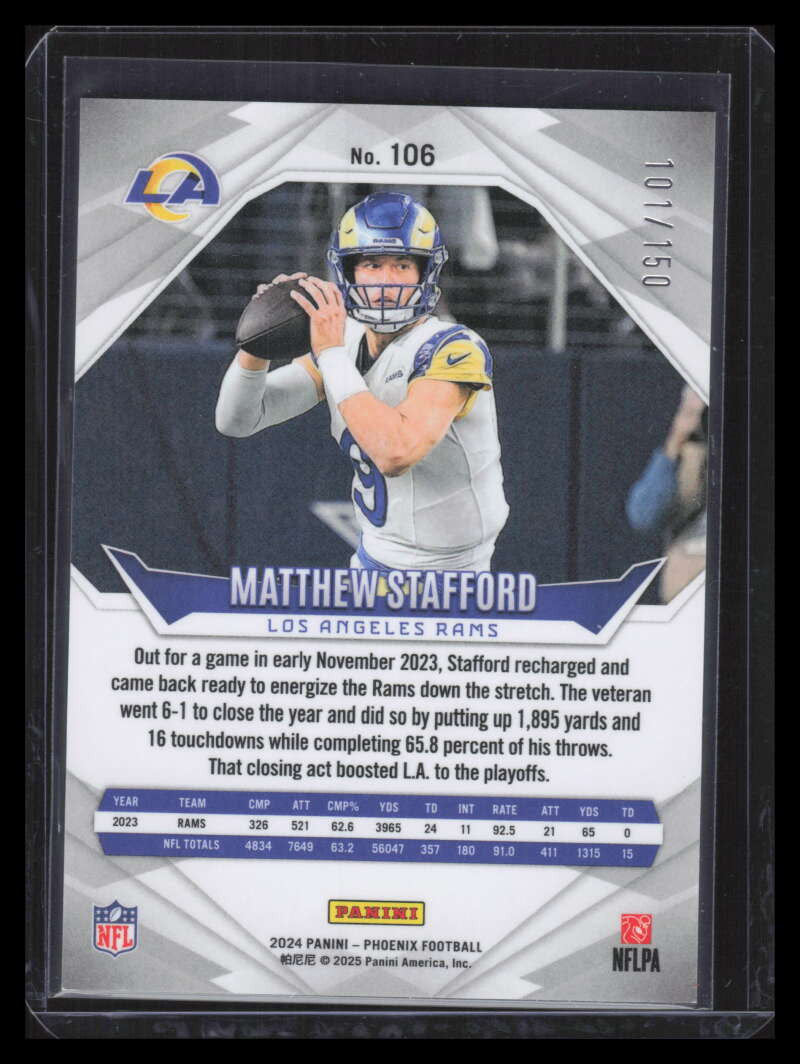 2024 Panini Phoenix NFL Shield 106 Matthew Stafford 101/150