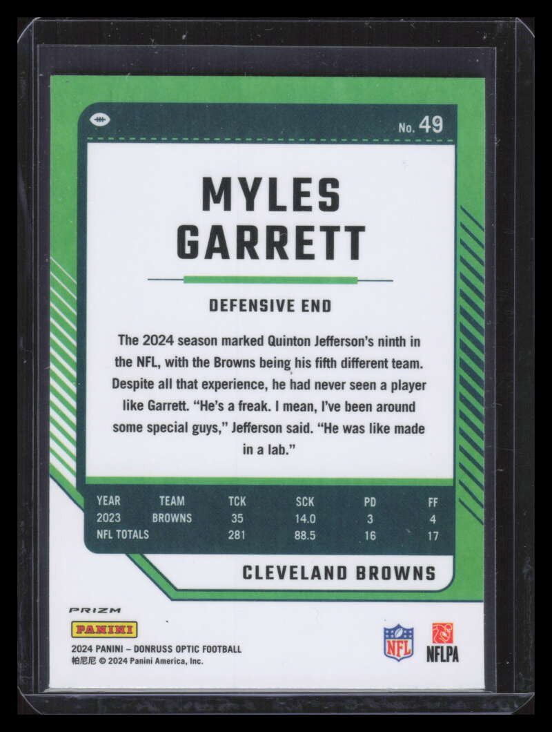2024 Donruss Optic Fire Refractor 49 Myles Garrett
