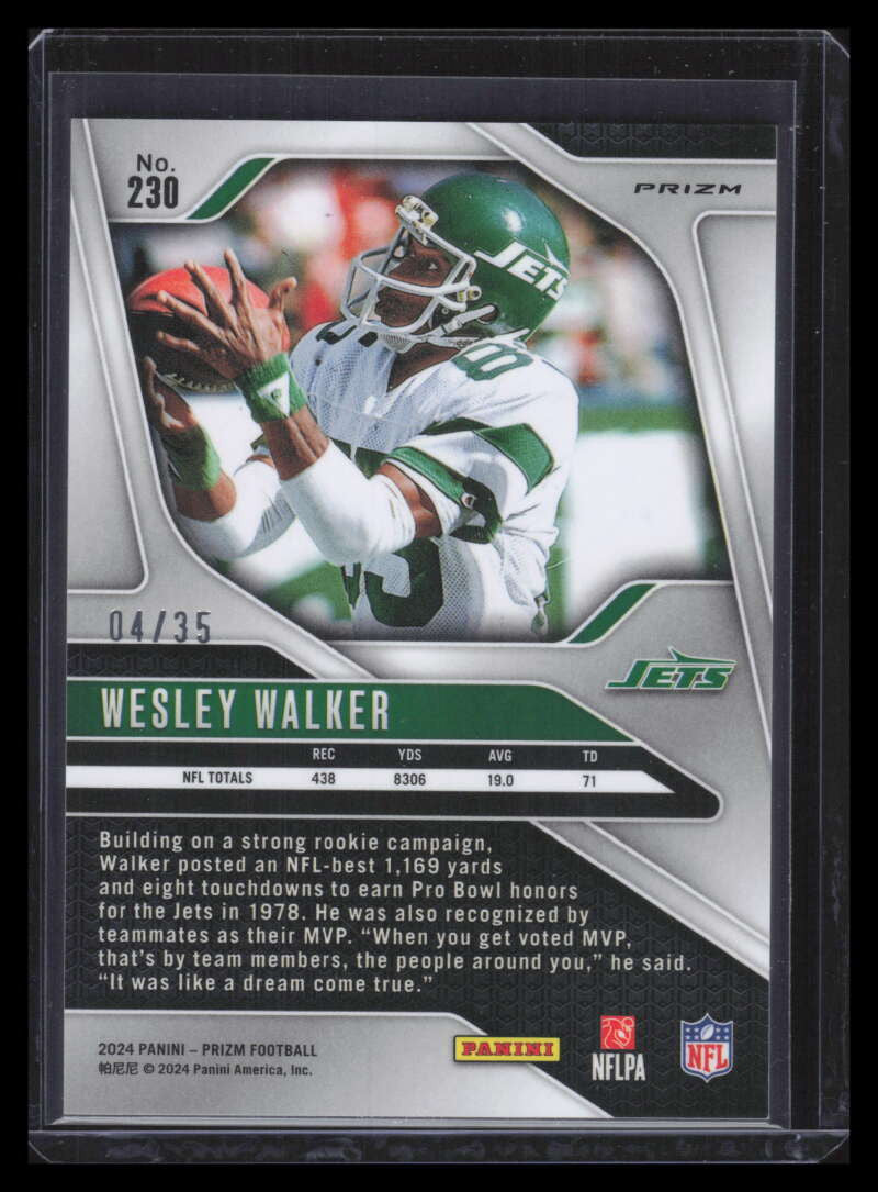 2024 Panini Prizm Prizms White Refractor 230 Wesley Walker 4/35