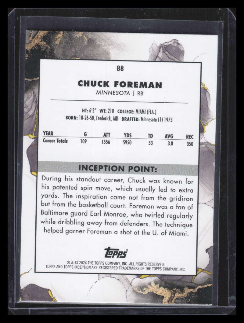 2024 Topps Inception Purple 88 Chuck Foreman 69/125