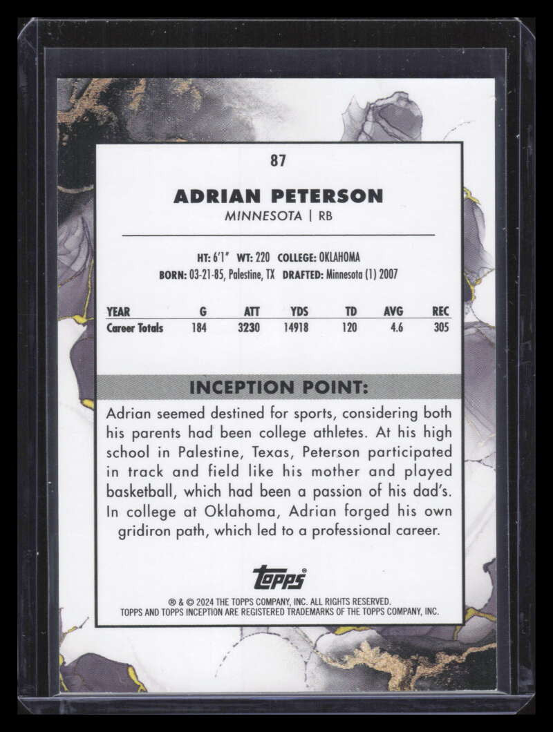 2024 Topps Inception Orange 87 Adrian Peterson 13/50