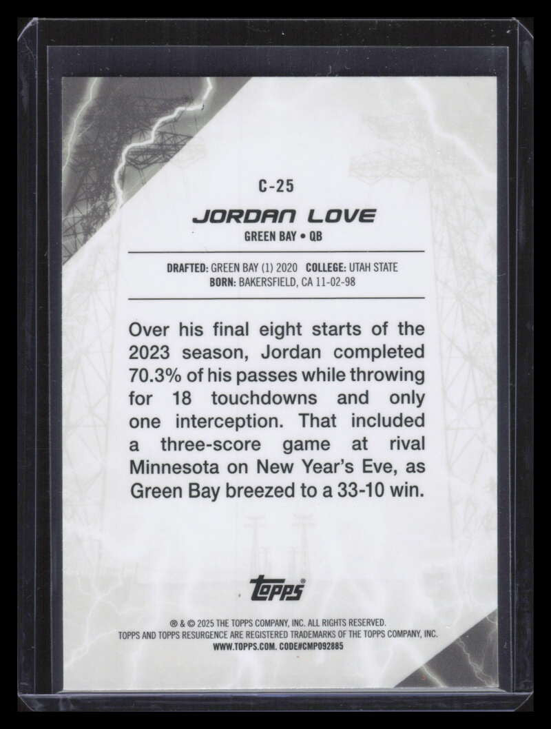 2024 Topps Resurgence Conductors Purple Surge Refractor c25 Jordan Love 75/75