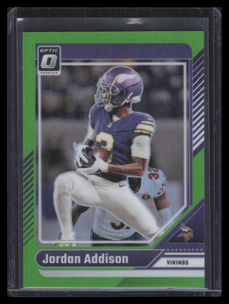 2024 Donruss Optic Lime Green Refractor 129 Jordan Addison 32/50