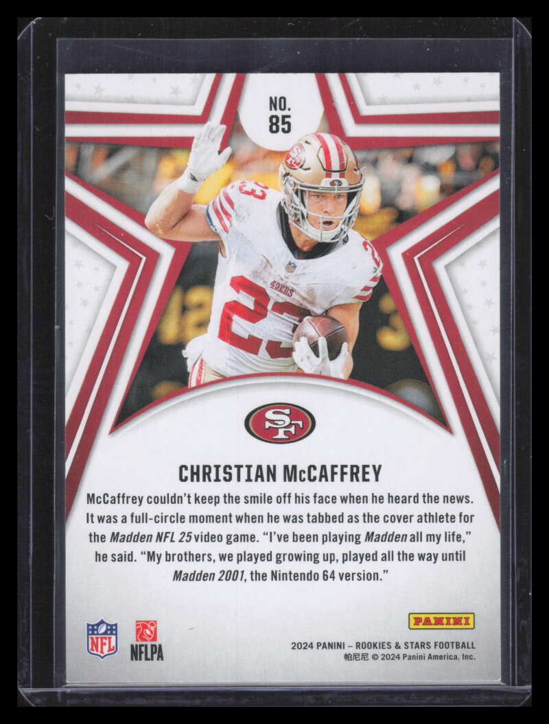 2024 Rookies and Stars Red and Blue 85 Christian McCaffrey 4/49