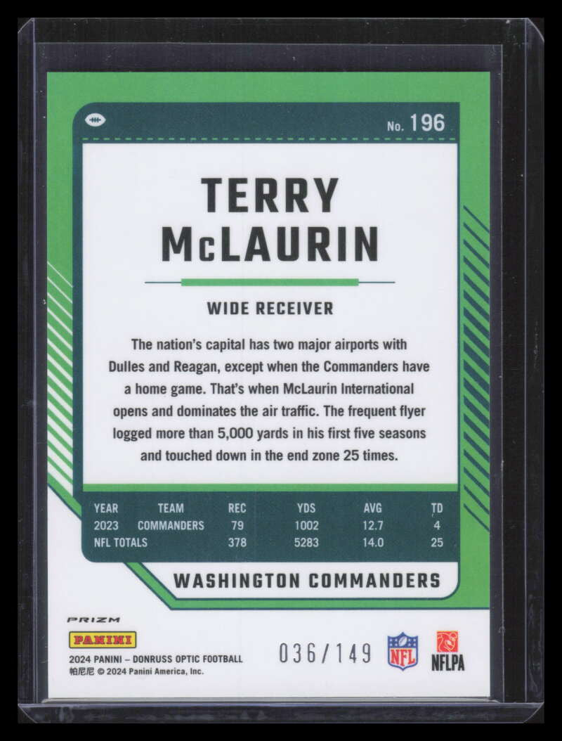 2024 Donruss Optic Flex Refractor 196 Terry McLaurin 36/149