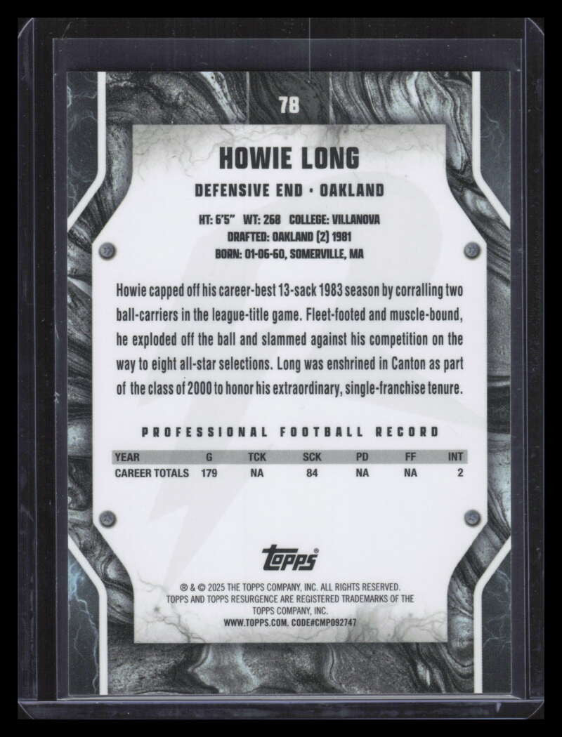 2024 Topps Resurgence Lime Green Static Refractor 78 Howie Long 6/15