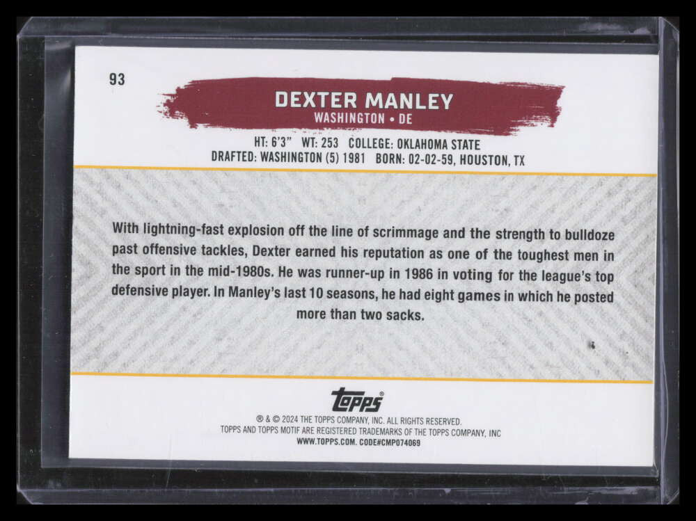 2023 Topps Motif Pyrrol Scarlet 93 Dexter Manley 3/5