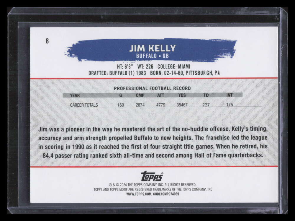 2023 Topps Motif Cerulean Blue 8 Jim Kelly 4/10
