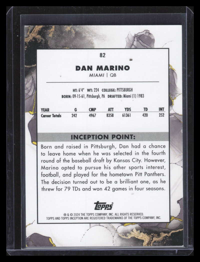 2024 Topps Inception Orange 82 Dan Marino 17/50