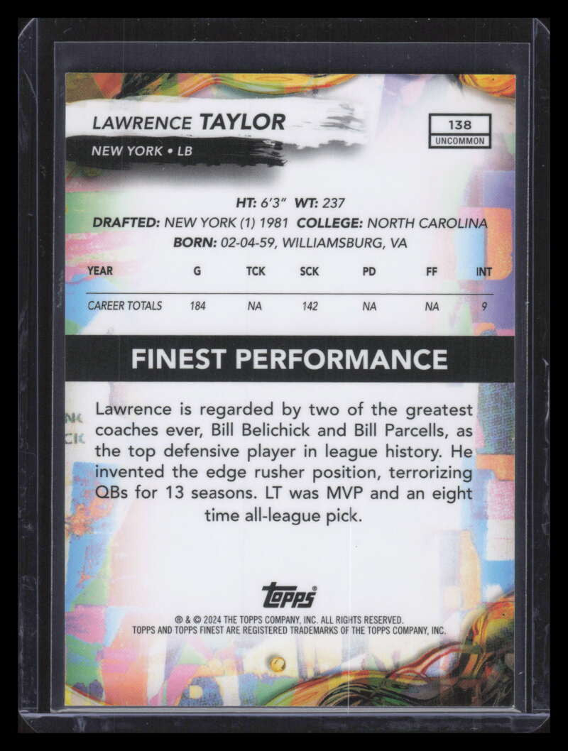 2024 Finest Oil Spill Refractor 138 Lawrence Taylor 9/15 Uncommon