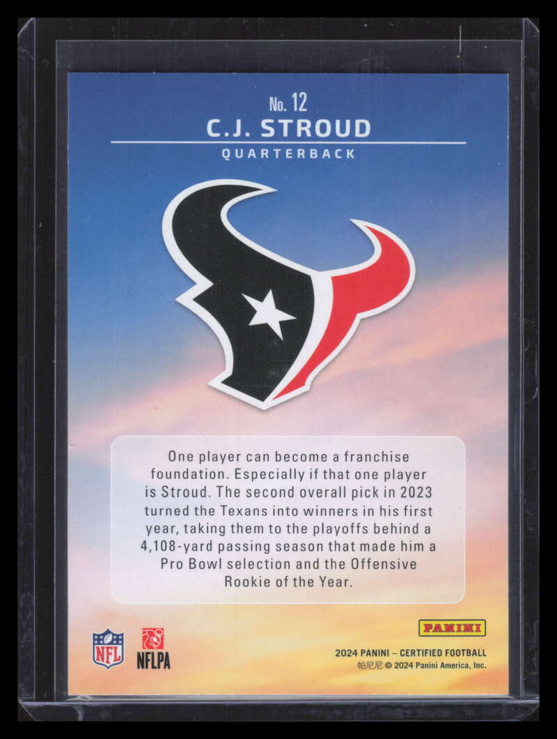 2024 Certified Franchise Foundations Mirror Teal 12 CJ Stroud 7/50 Jersey Number