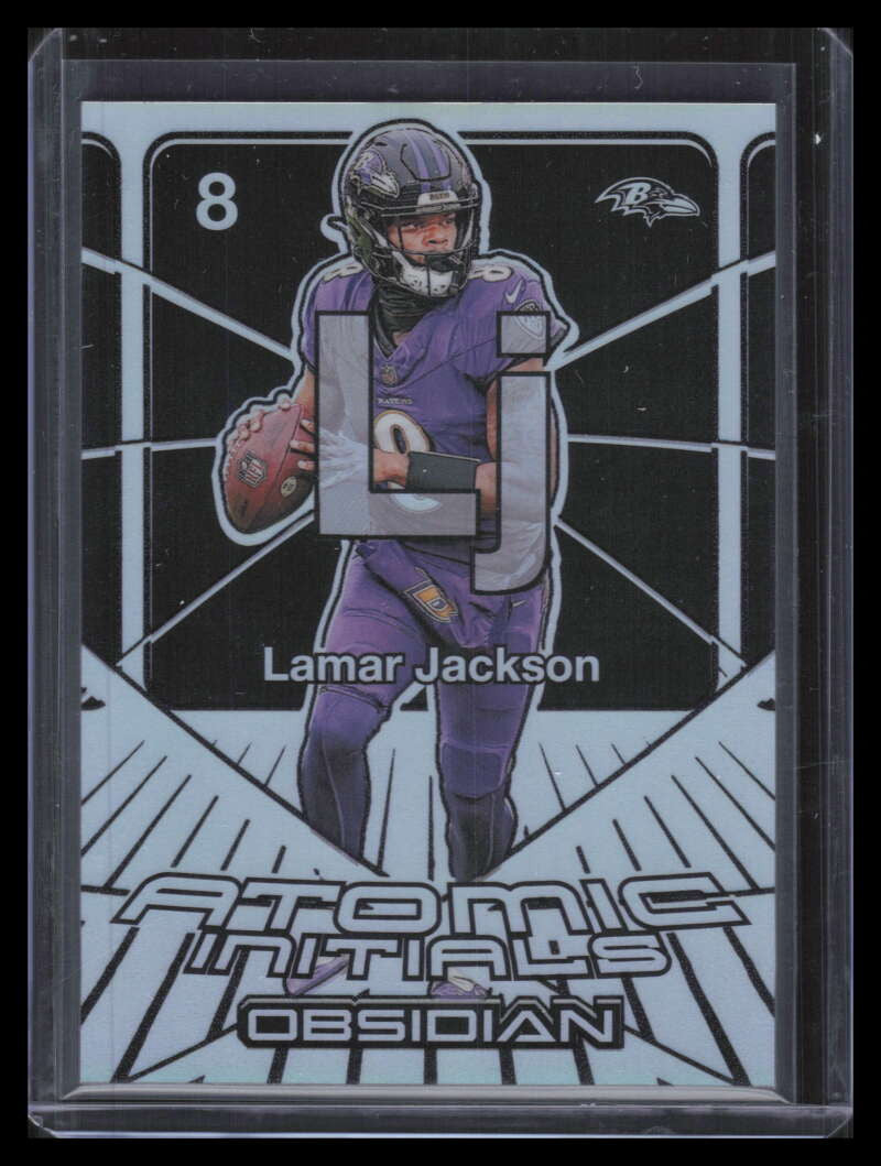 2024 Panini Obsidian Atomic Initials Silver 7 Lamar Jackson 9/99