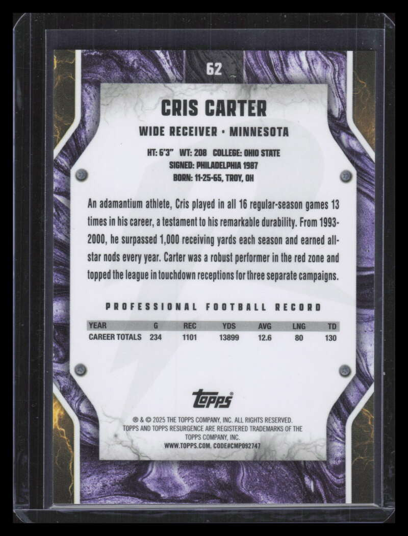 2024 Topps Resurgence Red Static Refractor 62 Cris Carter 5/5