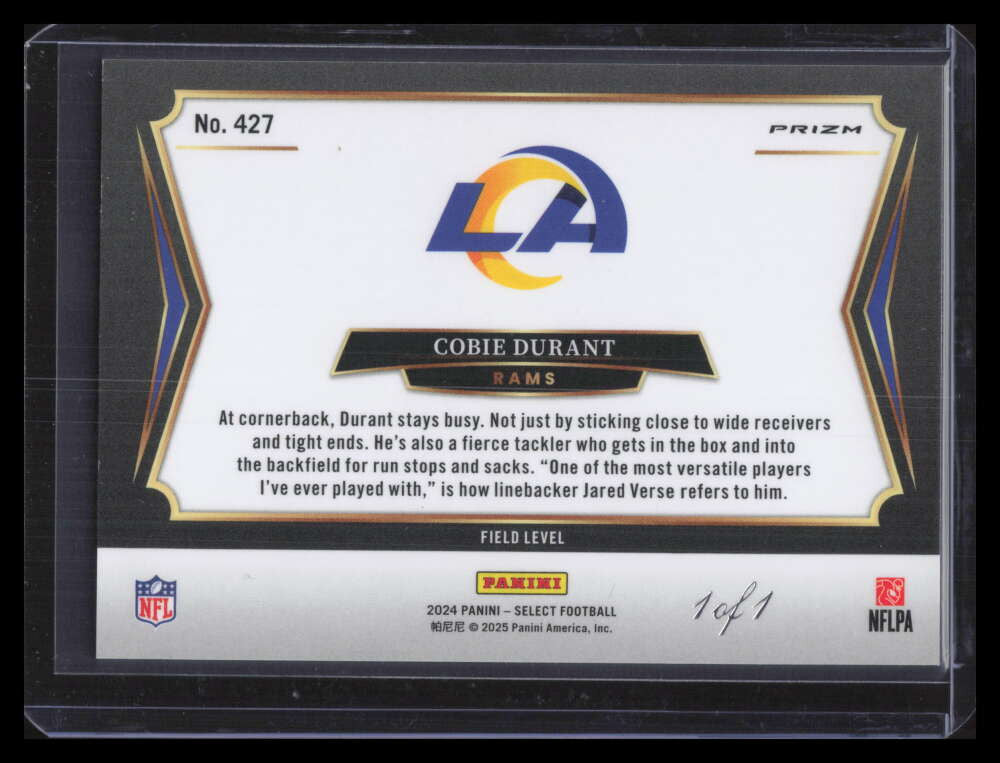 2024 Select Prizm Black Refractor 427 Cobie Bryant 1/1 Field Level