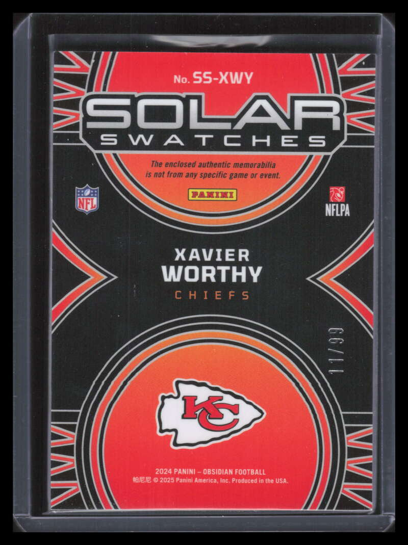 2024 Panini Obsidian Solar Swatches Silver 7 Xavier Worthy Rookie Jersey 11/99