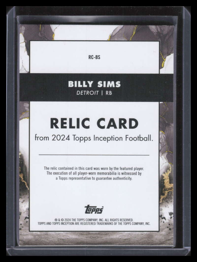 2024 Topps Inception Relics Blue RCBS Billy Sims Patch 2/10