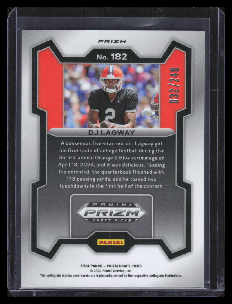2024 Panini Prizm Draft Prizms Blue Wave Refractor 182 DJ Lagway Rookie 32/249