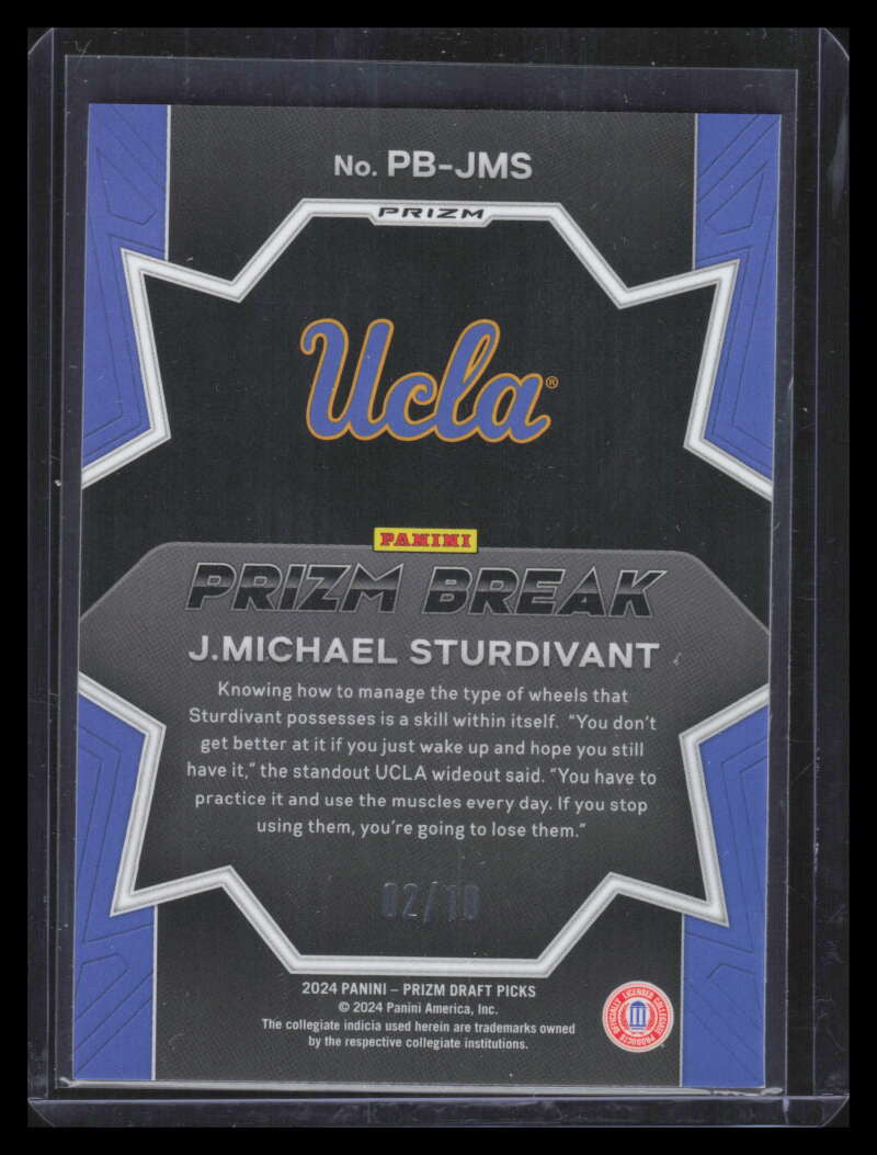 SOLD 166881 2024 Panini Prizm Draft Picks Break Gold Refractor J.Michael Sturdivant RC 2/10