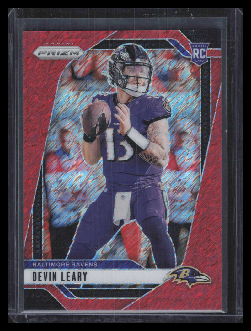 2024 Panini Prizm Prizms Red Shimmer Refractor 327 Devin Leary Rookie 35/35