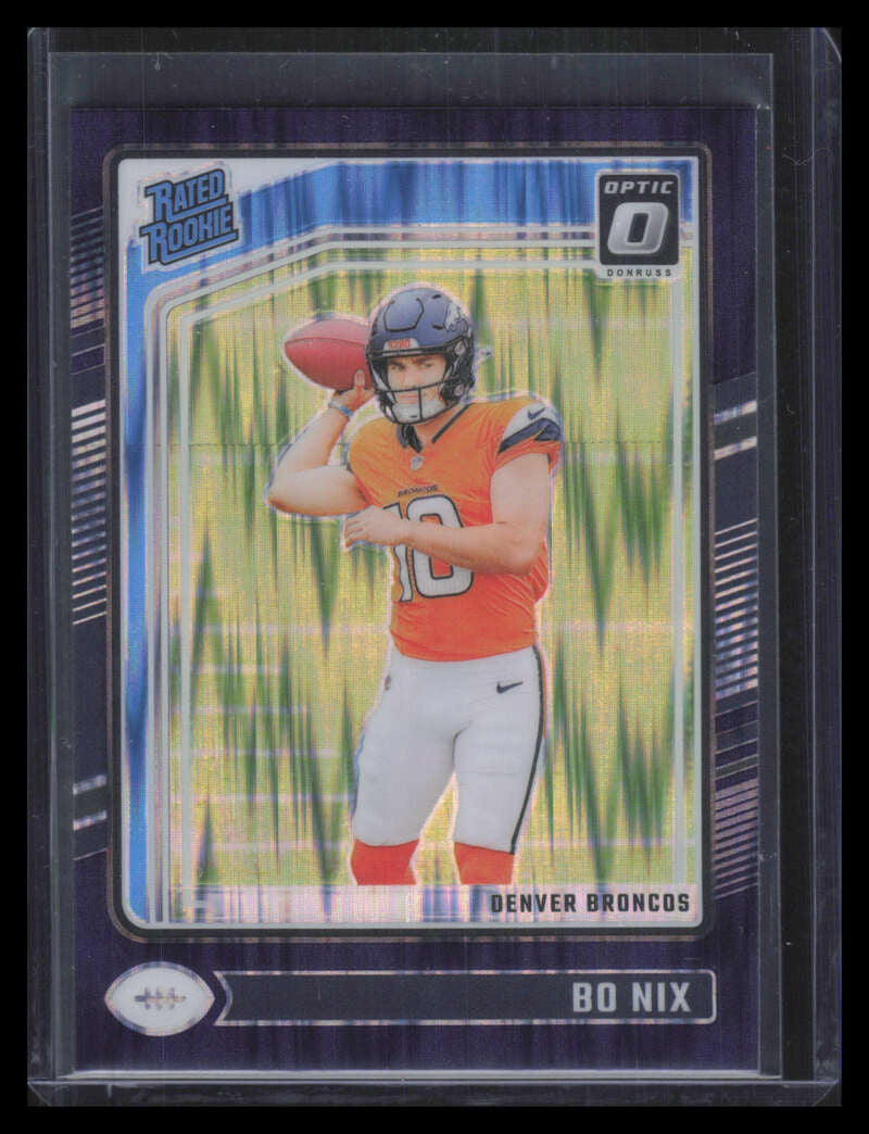 2024 Donruss Optic Purple Shock Refractor 209 Bo Nix RR Rated Rookie 153110