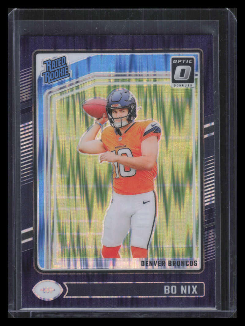 2024 Donruss Optic Purple Shock Refractor 209 Bo Nix RR Rated Rookie 153112