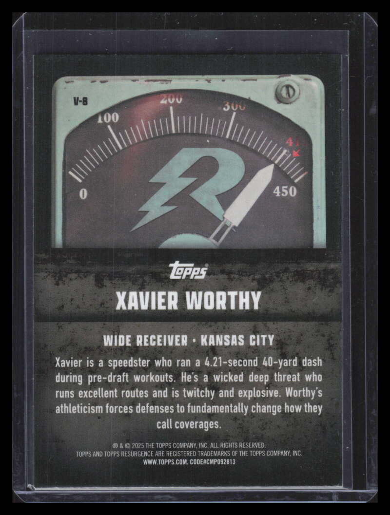 2024 Topps Resurgence Voltaic Purple Surge Refractor Xavier Worthy Rookie 15/75