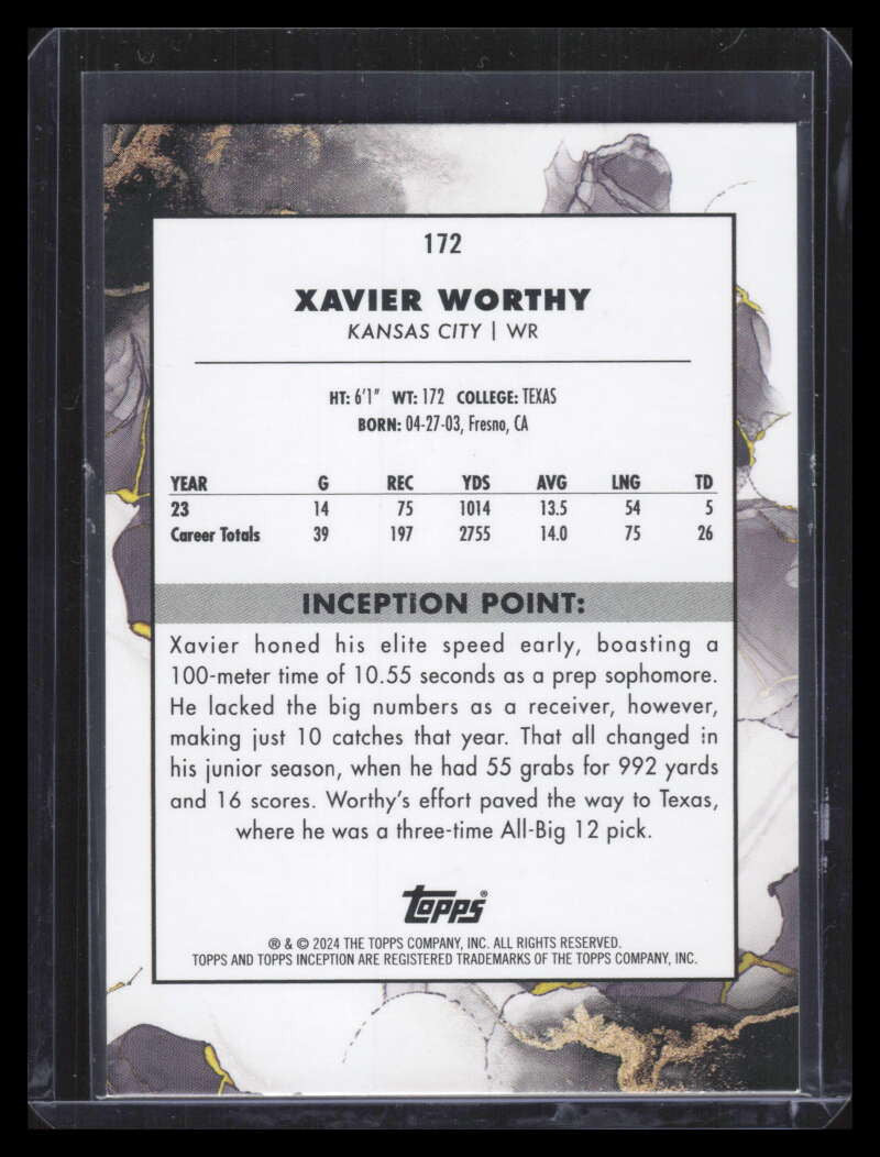 2024 Topps Inception Red 172 Xavier Worthy 12/75