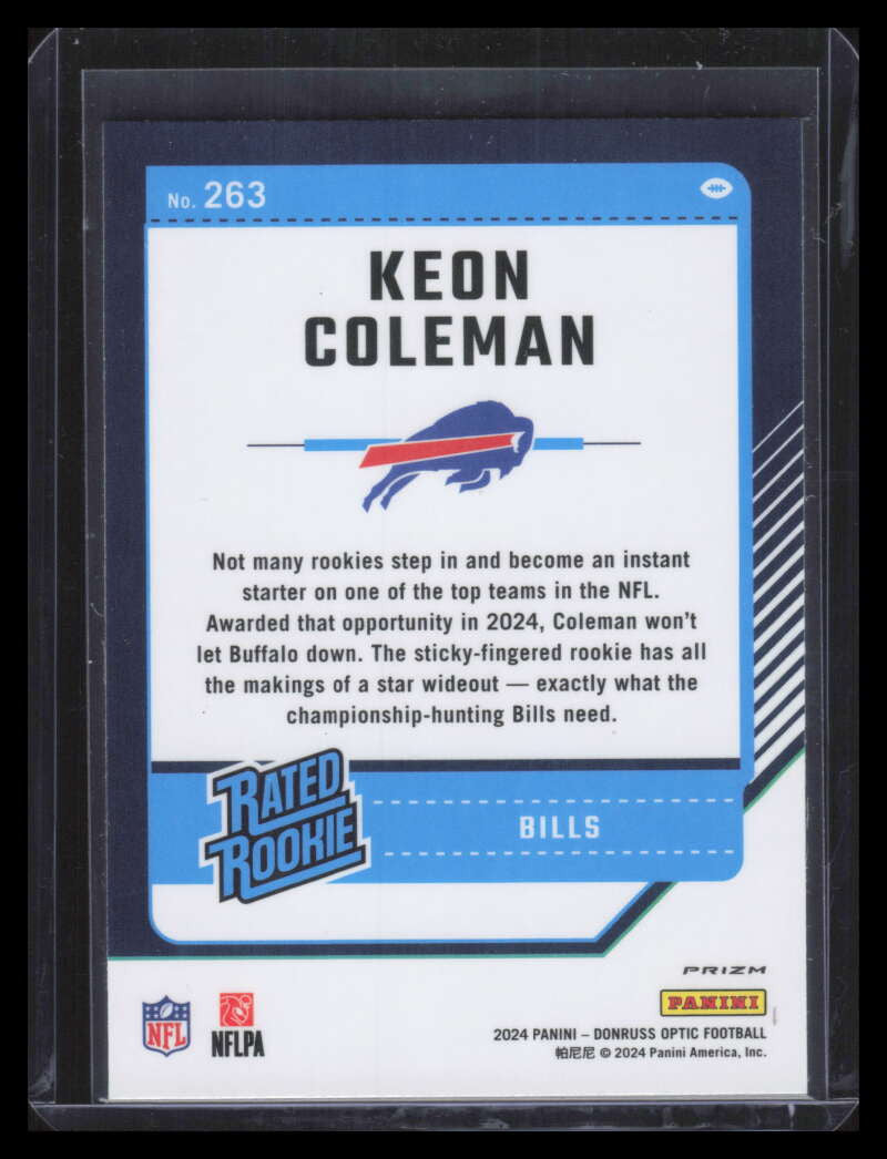 2024 Donruss Optic Red Mojo Refractor 263 Keon Coleman RR Rated Rookie